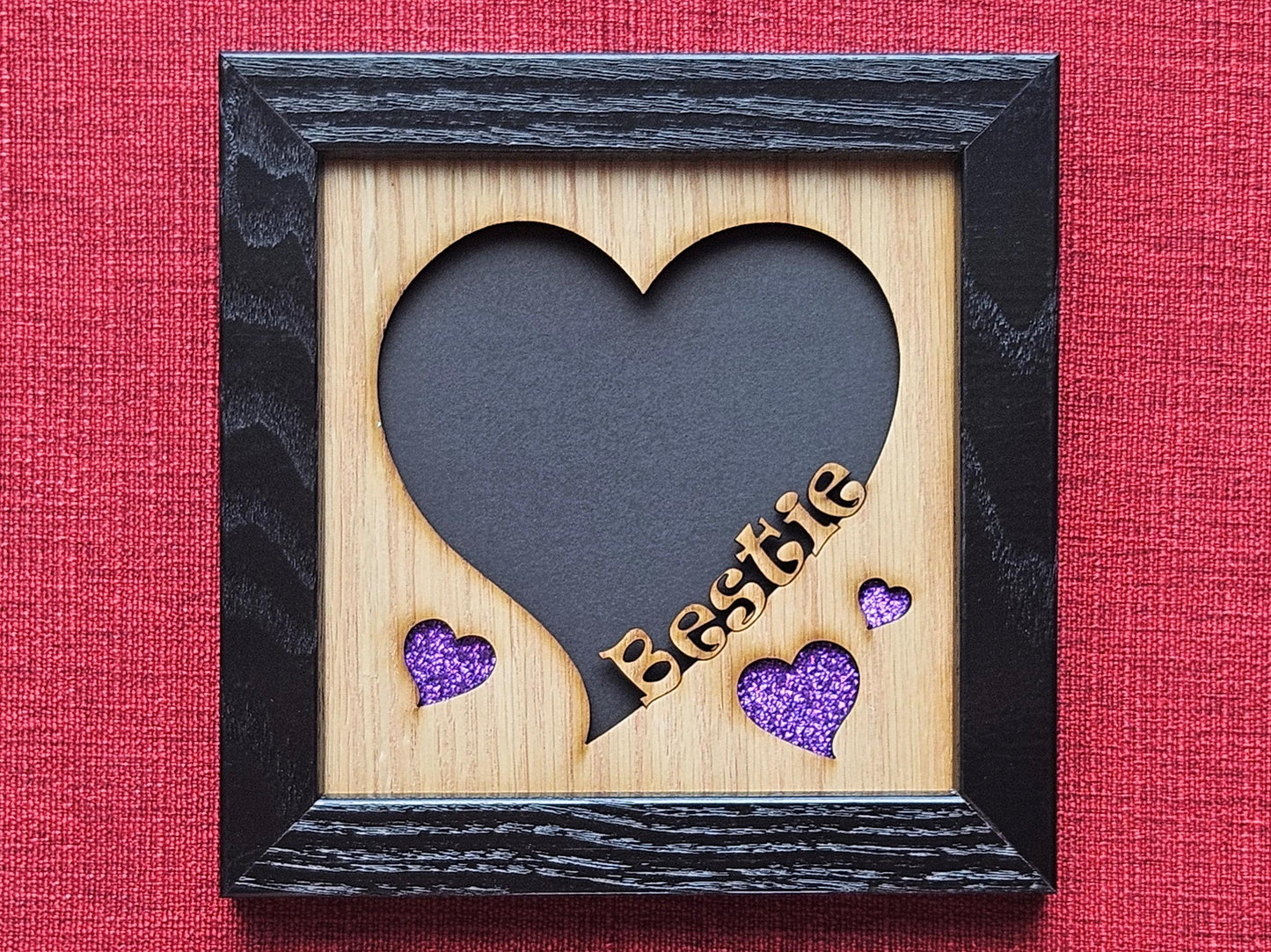 5x5 Bestie Picture Frame for 4x4 photo - Heart Shaped Love Frames - Valentines Day Gift - Anniversary Gift - Wedding Gift - Best Friend Gift