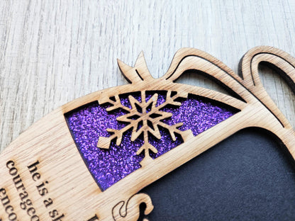 5" Personalized Name Origin and Meaning Ornament Photo Frame | 2x2 photo spot | Holiday Gift Keepsake for Parents, Grandparents & Loved Ones