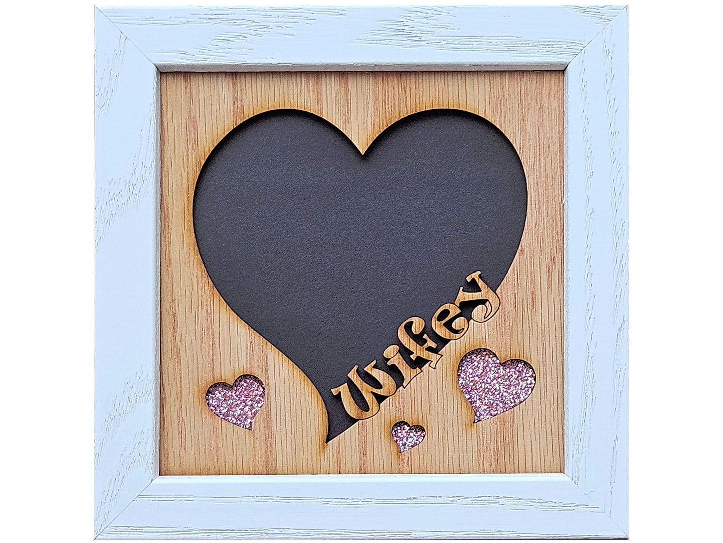 5x5 Wifey Picture Frame for 4x4 photo - Heart Shaped - Hubby and Wifey - Valentines Day Gift - Anniversary Gift - Wedding Gift for Couple