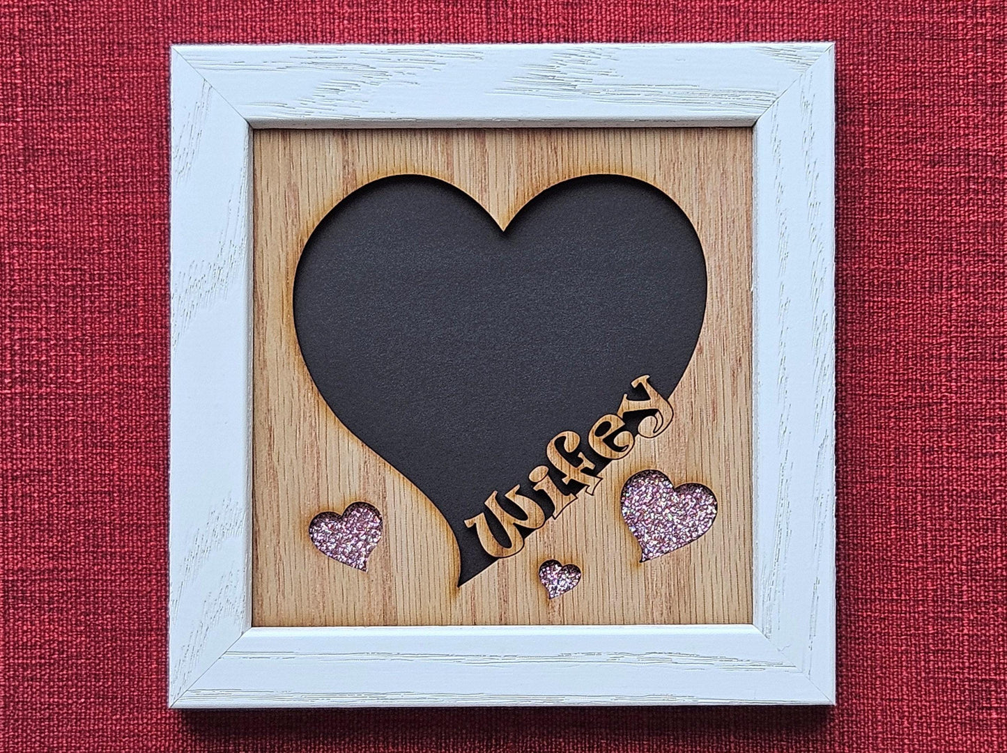 5x5 Hubby Picture Frame for 4x4 photo - Heart Shaped - Hubby and Wifey - Valentines Day Gift - Anniversary Gift - Wedding Gift for Couple