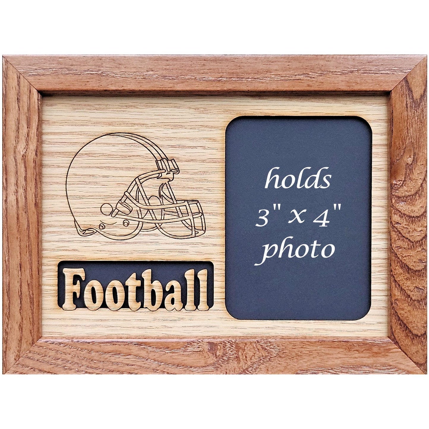 5x7 Football with Helmet Picture Frame - Holds 3x4 inch photo - High School Football - Gift for Dad - Gift for Mom - Football Mom