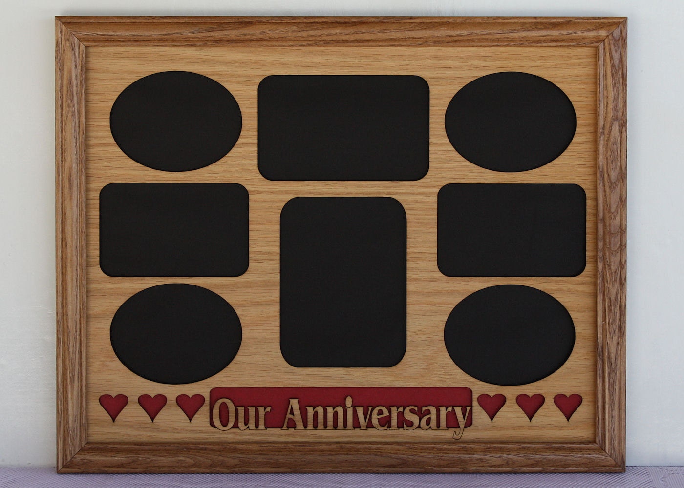 11x14 Our Anniversary with Hearts Wood Photo-Picture Mat Collage Insert