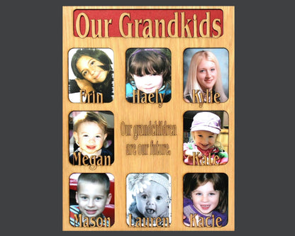 9 to 12 Grandkids Names Mat Insert (ONLY) for 11x14 Picture Frame - Gifts for Great Grandparents Grandchildren Personalized Customized