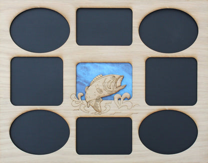 11x14 Bass Fishing Picture Frame Collage Mat Insert - Fishing Gifts - Gift for Fisherman - Fisherman Gifts - Gifts for Dad - FRAME NOT INCL.