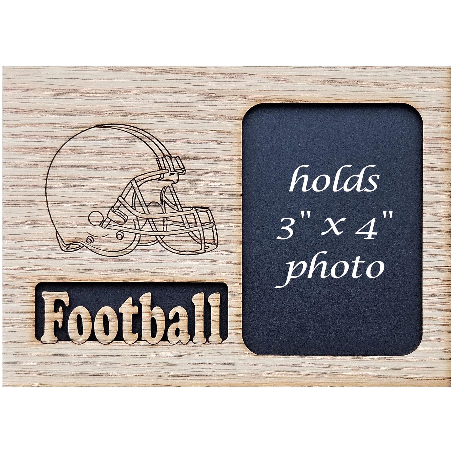 5x7 Football with Helmet Picture Frame - Holds 3x4 inch photo - High School Football - Gift for Dad - Gift for Mom - Football Mom
