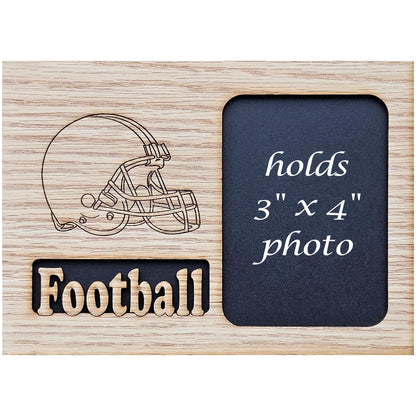 5x7 Football with Helmet Picture Frame - Holds 3x4 inch photo - High School Football - Gift for Dad - Gift for Mom - Football Mom