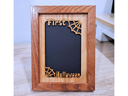 5x7 First Halloween Picture Frame for 4x6 Photo - Halloween Home Decoration - Spider Web - Cobweb - Halloween Gift for New Mother - portrait