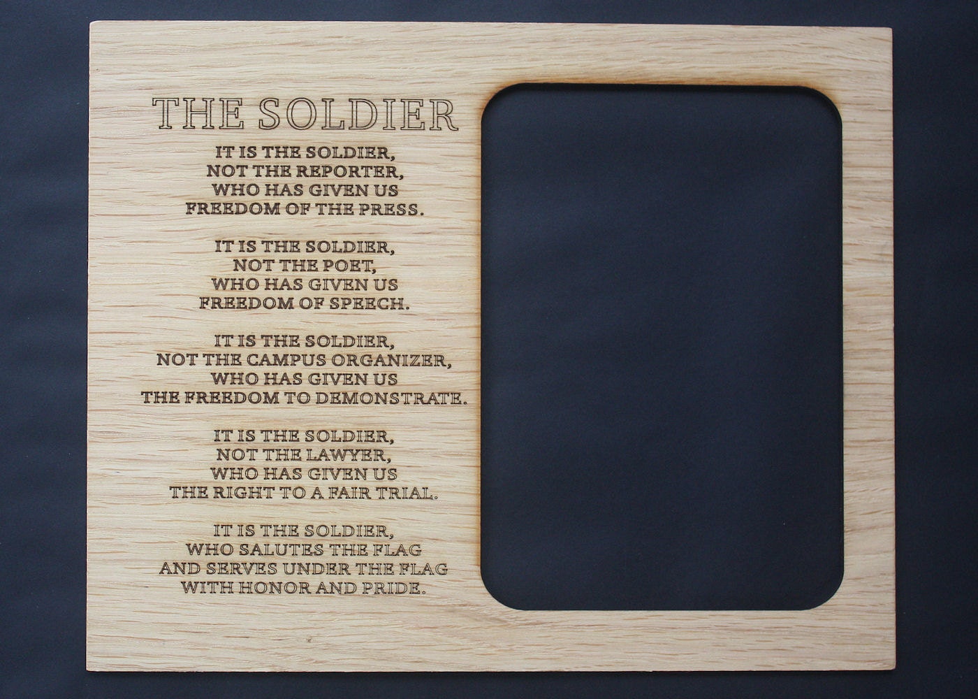 8x10 The Soldier Poem Army Custom Wood Picture Mat Insert for Frame