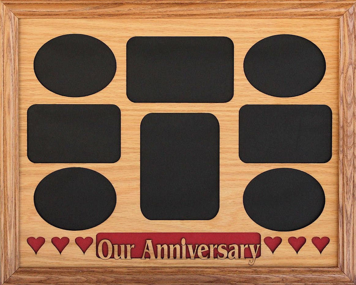 11x14 Our Anniversary with Hearts Wood Photo-Picture Mat Collage Insert