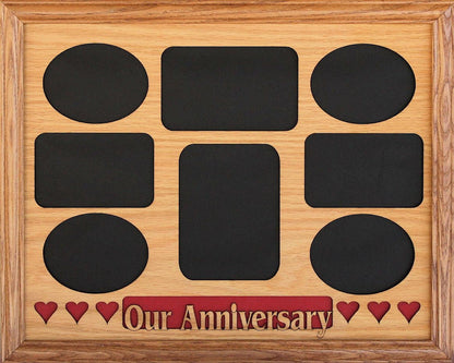 11x14 Our Anniversary with Hearts Wood Photo-Picture Mat Collage Insert