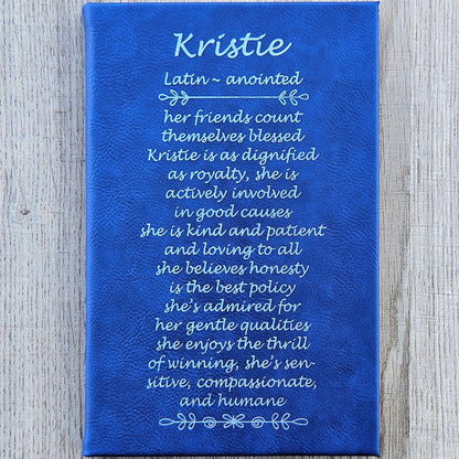 Leatherette Journal Personalized with Name Meaning - Lined Pages - comes in many colors including Blue - Journal for Women, Girls, Moms