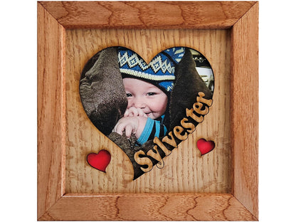 5x5 Heart Shaped Name Frame - Holds 4x4(4x6) photo - Personalized Picture Frames - Mother's Day - Valentines Day - Gift for Grandparents