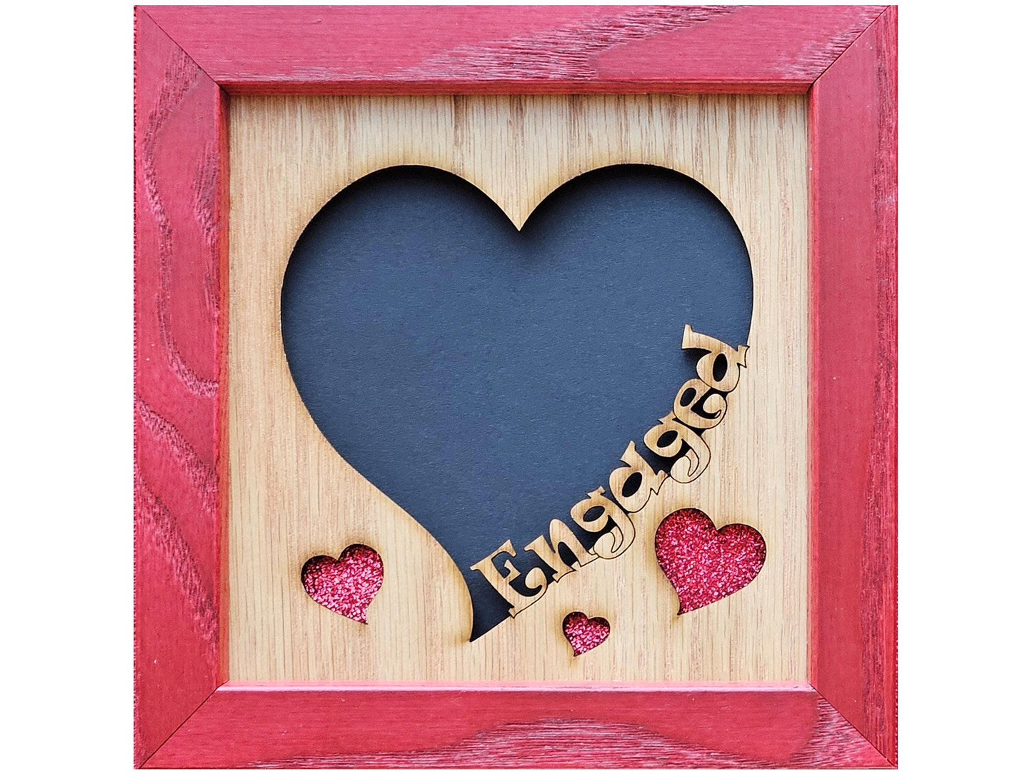 5x5 Engaged Picture Frame for 4x4 photo - Heart Shaped - Husband and Wife - Valentines Day Gift - Engagement Gift - Gift for Couple