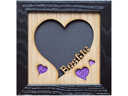 5x5 Bestie Picture Frame for 4x4 photo - Heart Shaped Love Frames - Valentines Day Gift - Anniversary Gift - Wedding Gift - Best Friend Gift