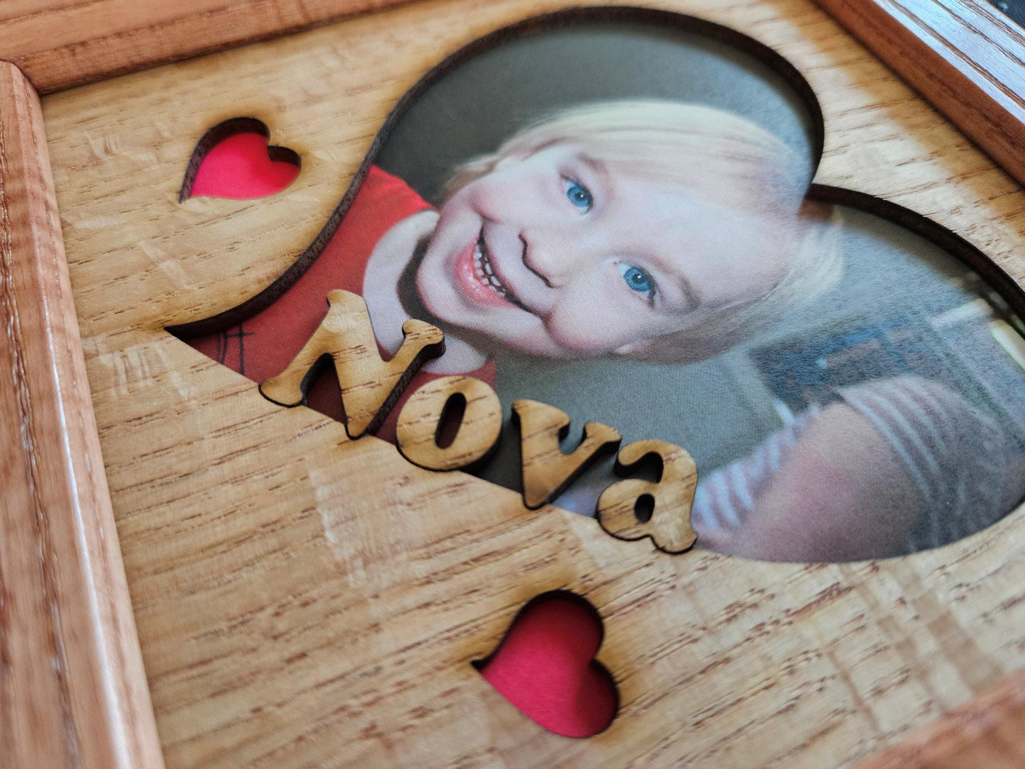 5x5 Valentines Name Frame - Holds 4x4(4x6) photo - Personalized Picture Frames - Heart Shaped Name Frame - Valentines Day - Gift for Couples