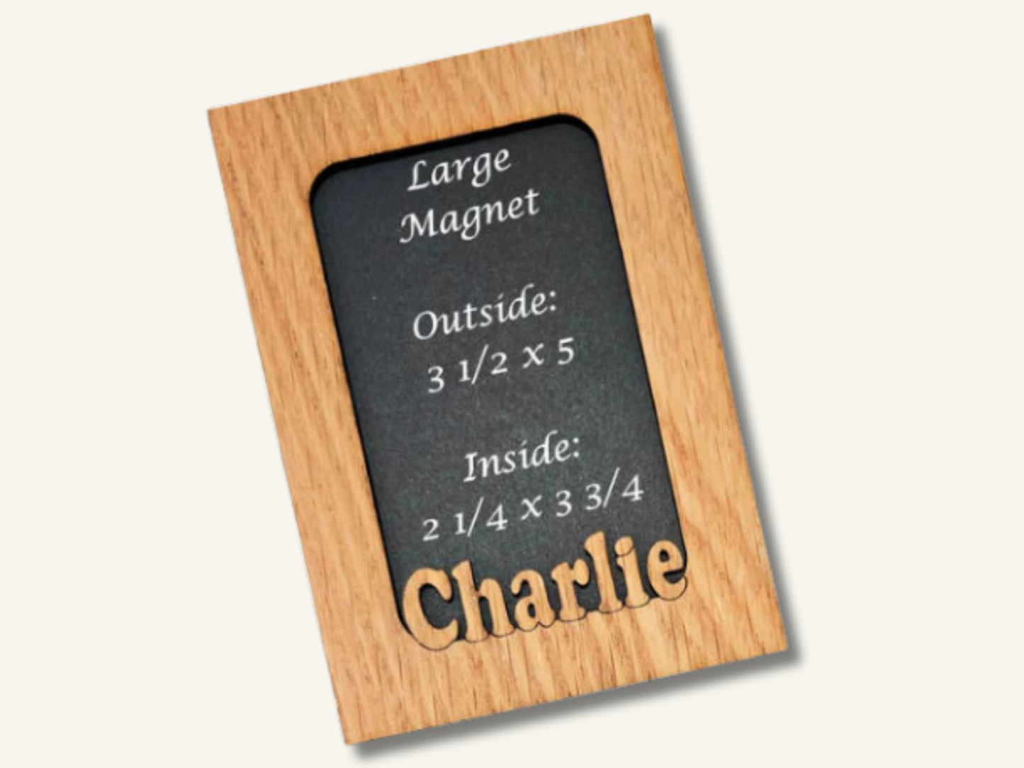 Personalized Refrigerator Magnet Picture Frame | Custom Wooden Name Frame | Fridge Photo Magnet | Pet or Family Keepsake That Sticks
