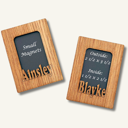 Personalized Small Refrigerator Magnet Frame | Custom Wooden Magnet Name Frame | Mini Fridge Photo Magnet | Pet or Baby Picture Keepsake